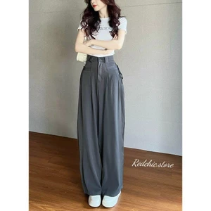 QUẦN suông ỐNG RỘNG NỮ ĐẸP Lưng CẠP CAO TÚI VUÔNG DÂY NƠ 2 BÊN,QUầN TÂY Âu DÀI Ống đứng CHẤT RUBY CAO CẤP MÀU ĐEN DND