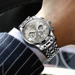 ĐỒNG HỒ NAM OLEVS ĐEO TAY CAO CẤP SIZE 42MM DÂY THÉP KHÔNG GỈ, CHỐNG NƯỚC, CHỐNG GỈ, LỊCH NGÀY ĐÊM - OLE2856 — ảnh 4