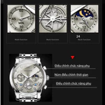 ĐỒNG HỒ NAM OLEVS ĐEO TAY CAO CẤP SIZE 42MM DÂY THÉP KHÔNG GỈ, CHỐNG NƯỚC, CHỐNG GỈ, LỊCH NGÀY ĐÊM - OLE2856 — ảnh 6