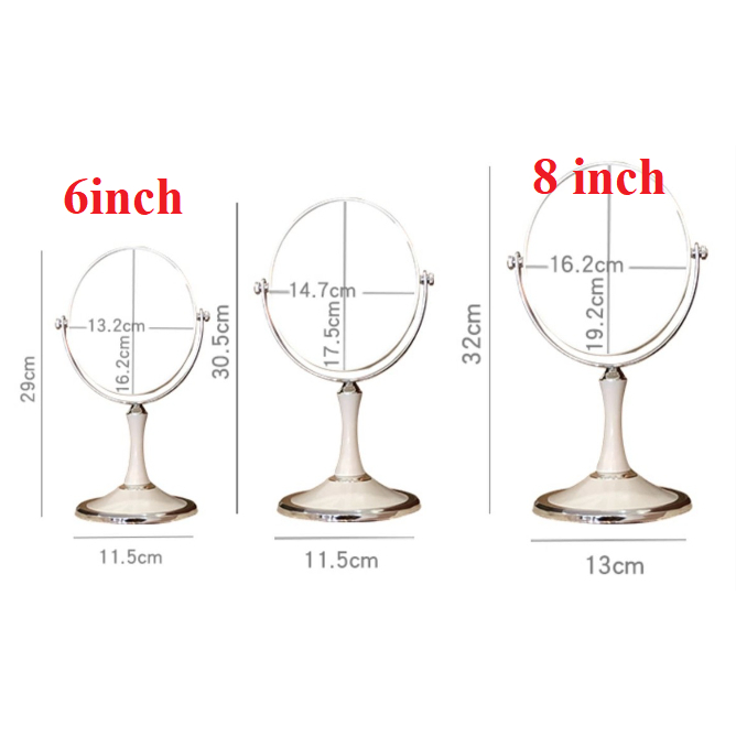 (Size lớn) Gương trang điểm để bàn 2 mặt nhựa trắng decor trang trí phòng | BigBuy360 - bigbuy360.vn