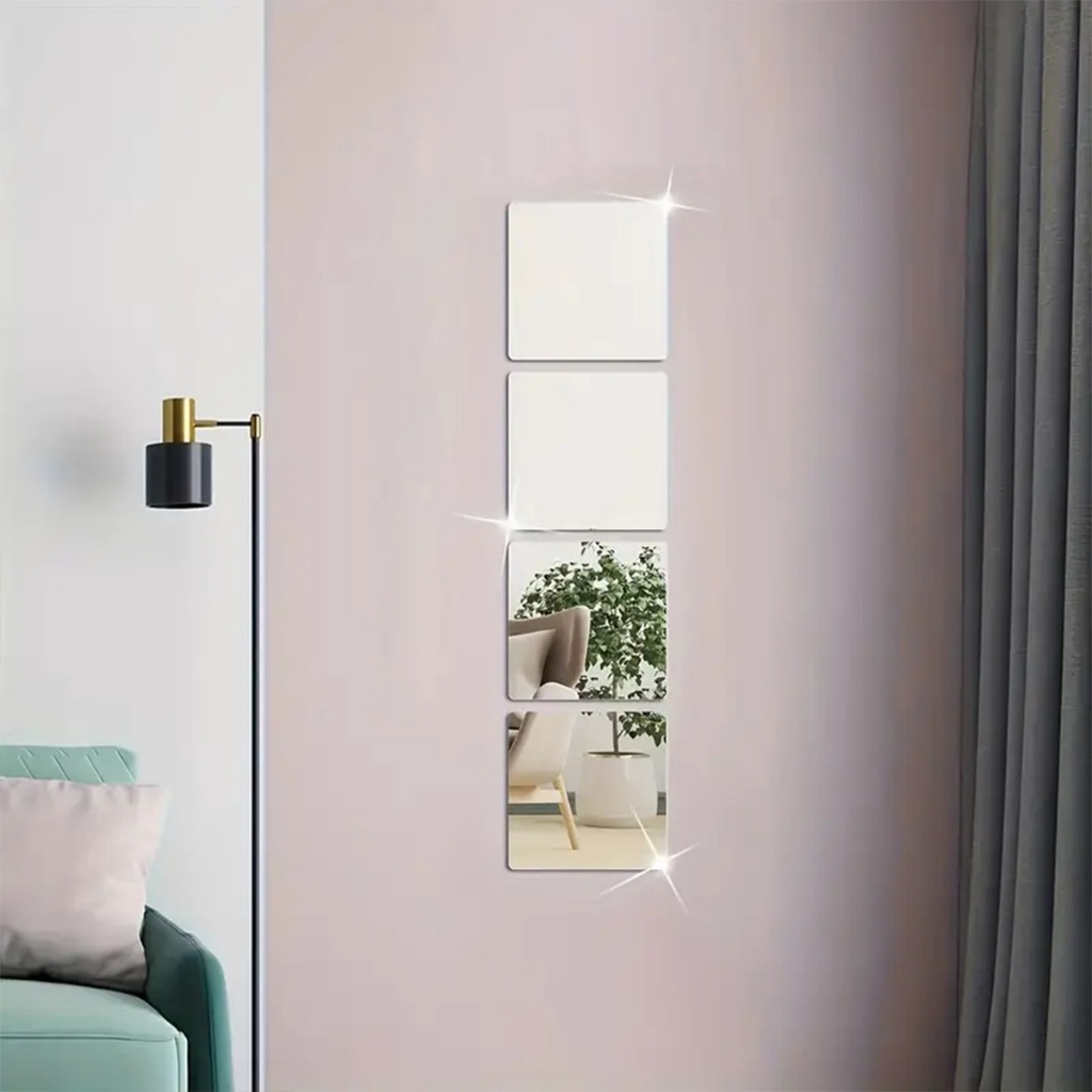 Gương dán tường NHU Y DECOR , gương thật hình vuông ghép lại độc đáo sáng tạo, kính dán soi rõ nét 20x20cm [Có kèm keo]