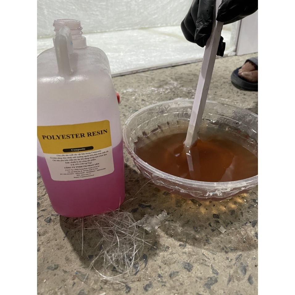 Nhựa poly composite,poly hồng[Polyester resin][1kg kèm xúc tác ...