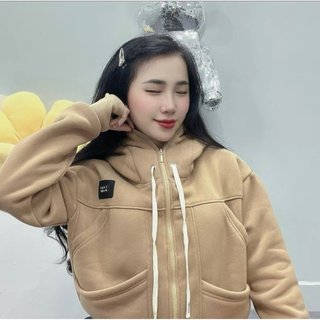Áo Khoác Nỉ Nữ Dây Kéo Logo Thêu Có 6 Túi Chống Nắng Cực Tốt thời trang phong cách