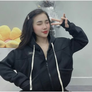 Áo Khoác Nỉ Nữ Dây Kéo Logo Thêu Có 6 Túi Chống Nắng Cực Tốt thời trang phong cách