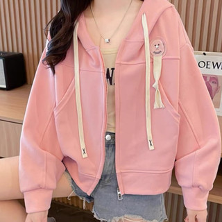 ÁO KHOÁC NỈ DÂY KÉO FROM RỘNG HỌA TIẾT THÊU HÌNH DỄ THƯƠNG CÓ DÂY THẮT NHƯ HÌNH