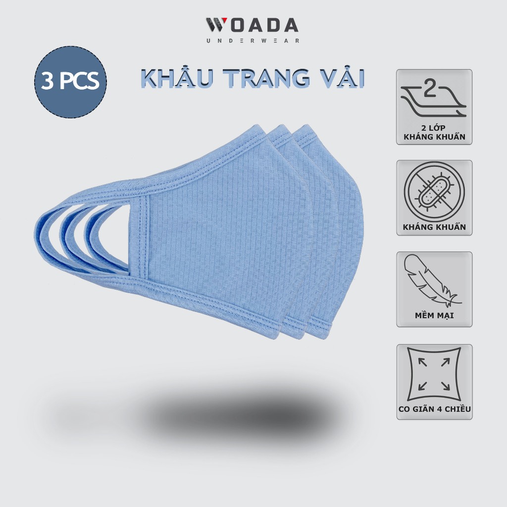 [COMBO 3] Khẩu Trang Vải Chất Liệu Polyamide Cao Cấp Thoáng Khí Thương Hiệu WOADA LKKT02
