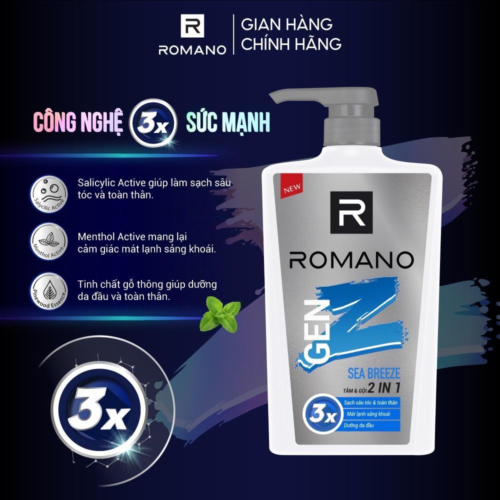 Ảnh Tắm gội cho nam 2in1 Romano Gen Z Hương Forest Cedar/ Sea Breeze 610g (Tặng mùi ngẫu nhiên) 2
