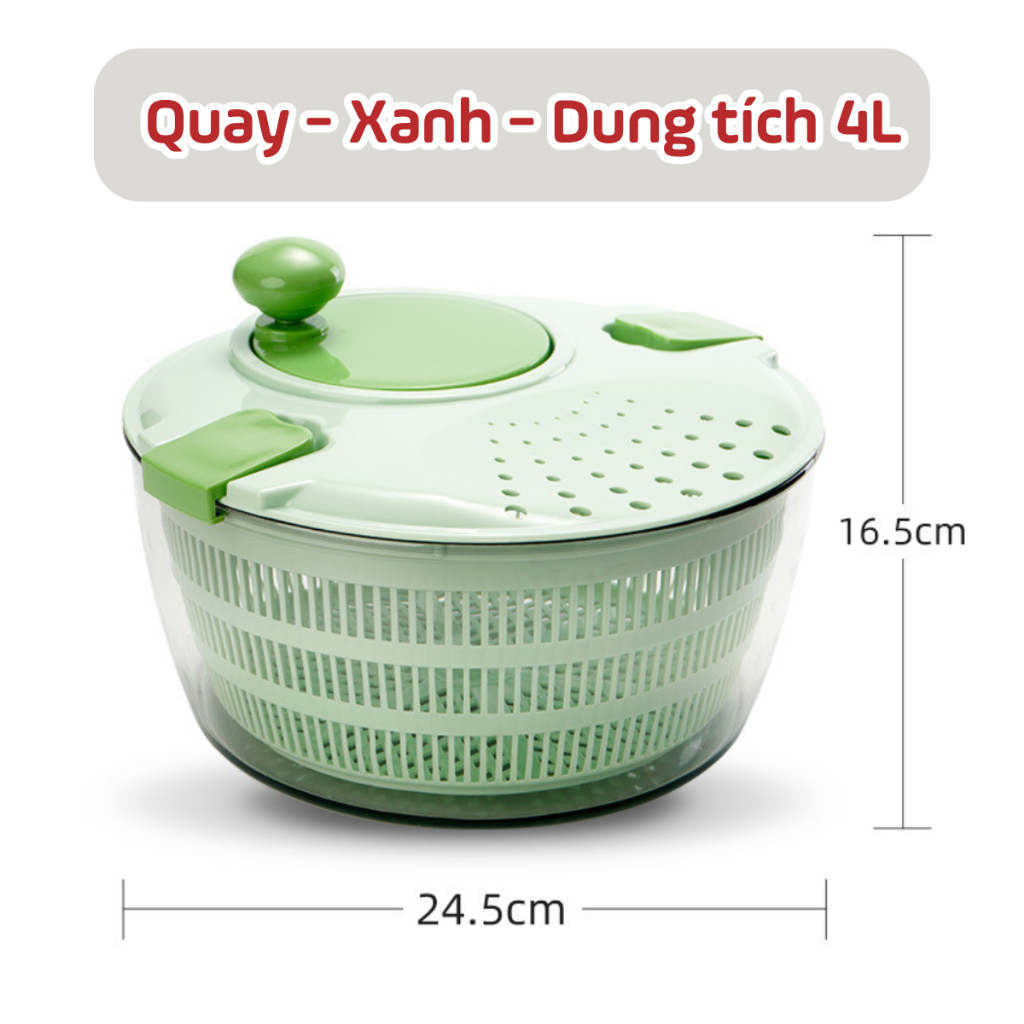 Rổ Quay Rau 6L Hygge Nhấn Nút Tự Động Chất Liệu Nhựa ABS | Dụng Cụ Vắt ...