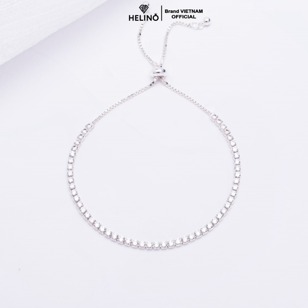 Ảnh Lắc tay bạc HELINO đính đá dải cao cấp chốt dây rút cá tính trang sức nữ cao cấp V16 1