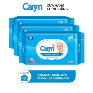 3 gói khăn ướt Caryn 100 tờ