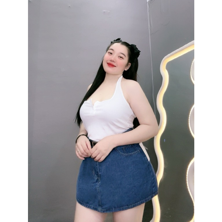 Chân Váy jean Có Lót Dáng  Chữ A Bigsize Nữ Có Quần Bảo Hộ Chất Vải Không Co Giãn CV407