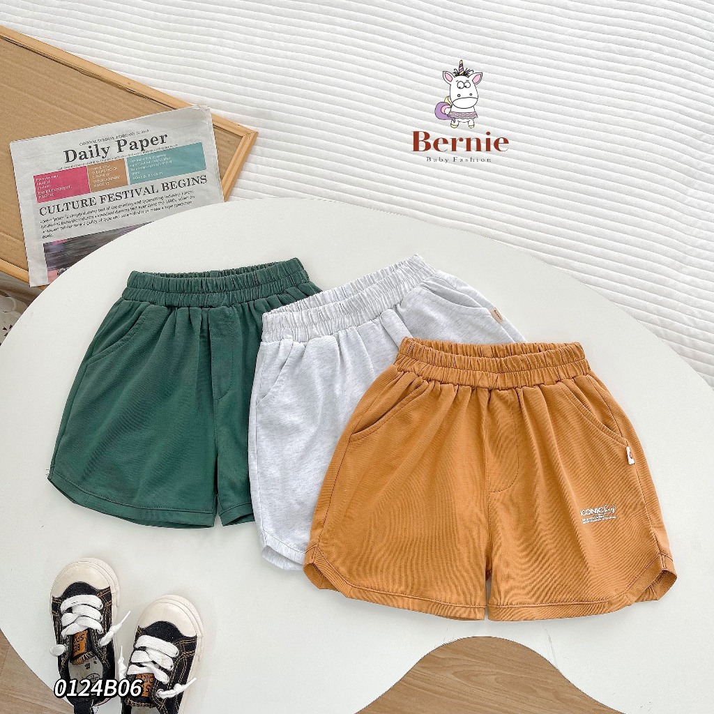 Bộ ba lỗ trơn màu bé trai, set ba lỗ cotton mềm mát, cá tính cho bé Bernie