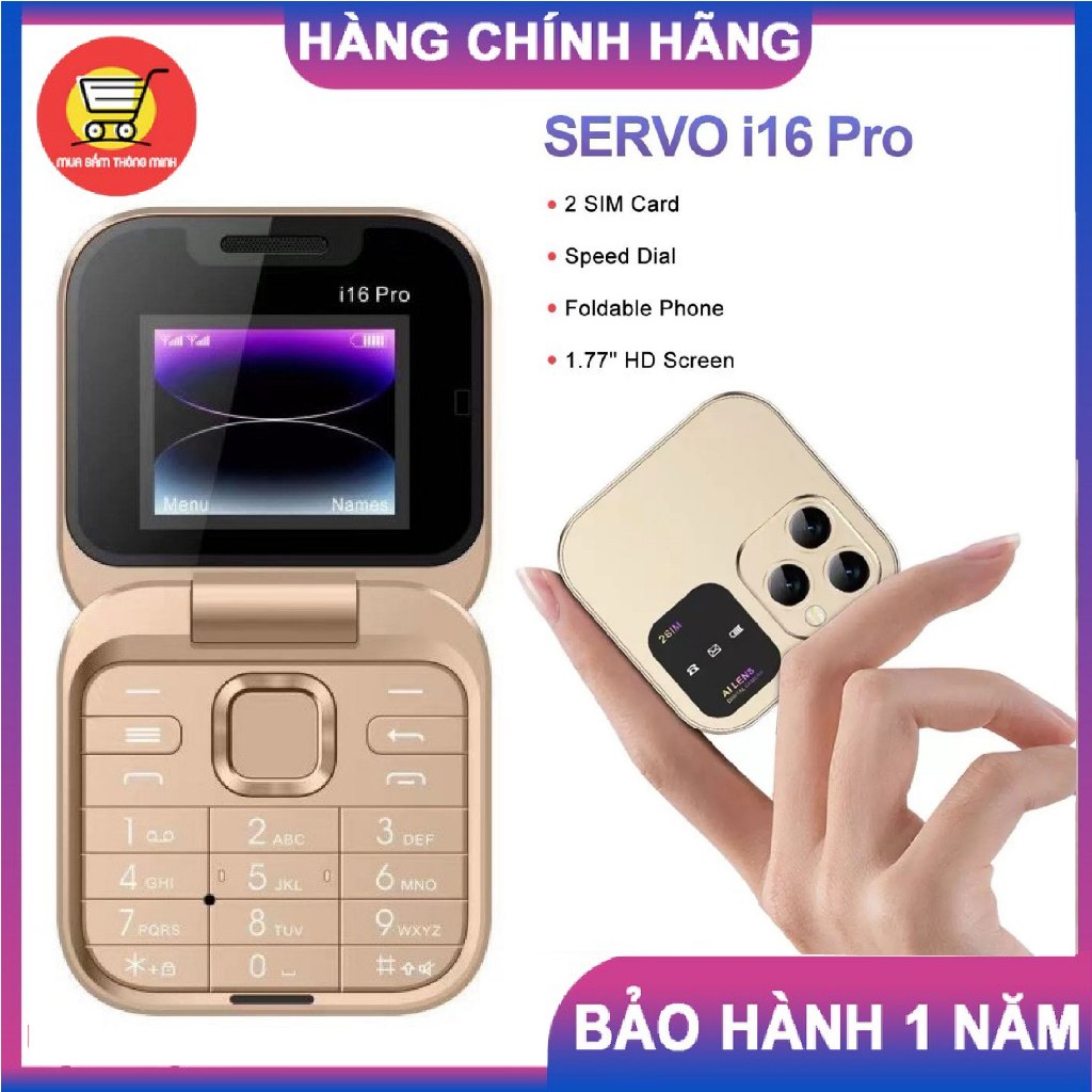 Điện Thoại nắp gập SERVO i16 Pro 2 sim 2 sóng, nghe nhạc, chụp ảnh ...