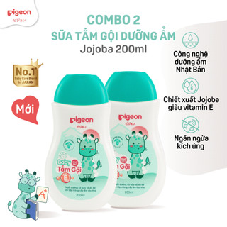 Combo 2 Sữa Tắm Gội Dưỡng Ẩm Cho Bé Pigeon 200ml Dịu Nhẹ Mềm Mại An Toàn Cho Da