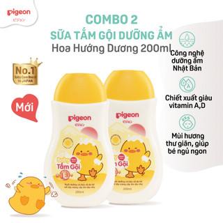 Combo 2 Sữa Tắm Gội Dưỡng Ẩm Cho Bé Pigeon 200ml Dịu Nhẹ Mềm Mại An Toàn Cho Da