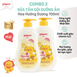 Combo 2 sữa tắm gội Pigeon 700ml dưỡng ẩm dịu nhẹ cho bé sơ sinh mềm mại an toàn cho da chính hãng