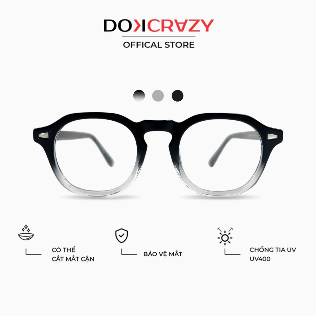 Ảnh Gọng kính cận tròn nam nữ DOKCRAZY ILA Cao Cấp, Dáng Retro Âu Mỹ, Chống ánh sáng xanh, tia UV400 1