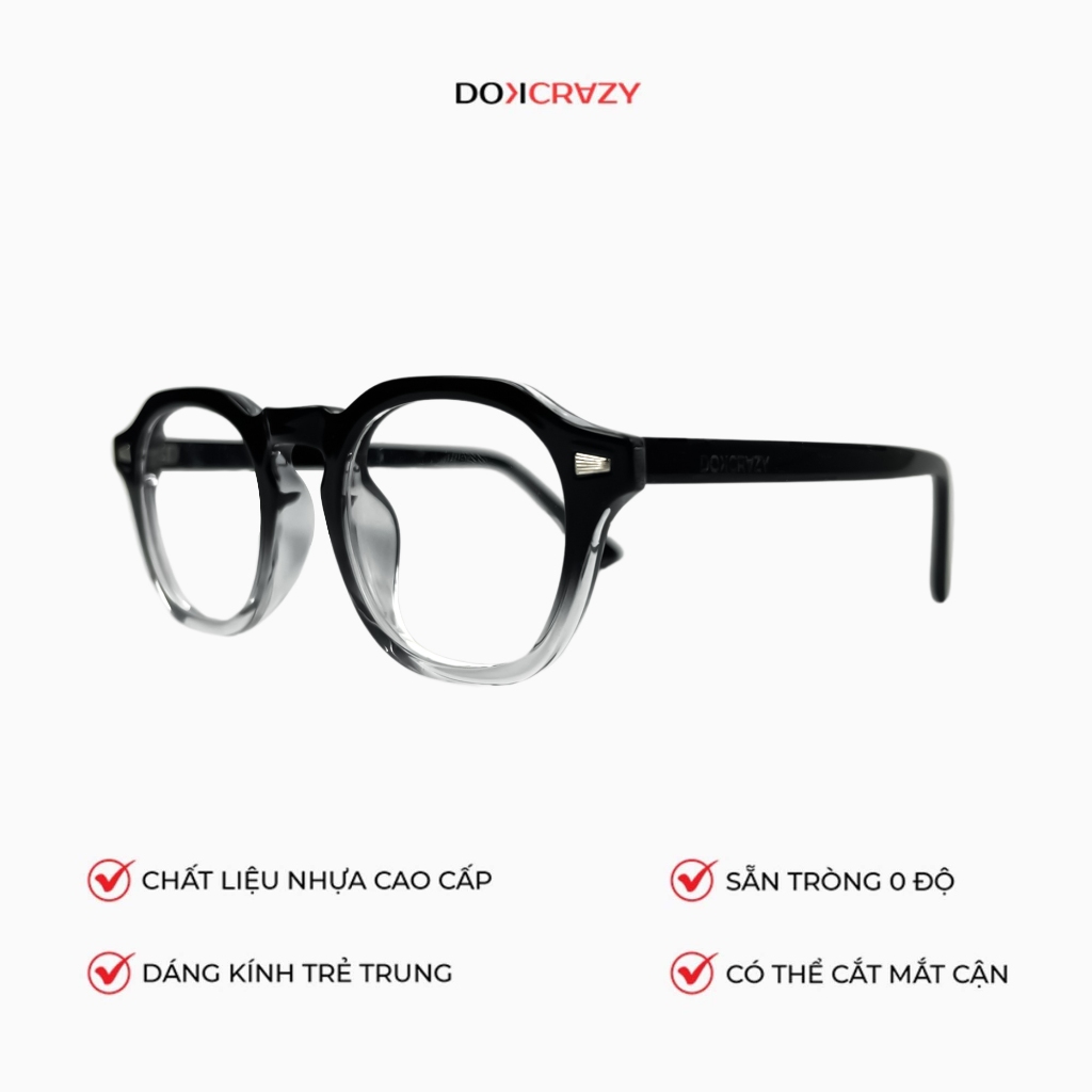 Ảnh Gọng kính cận tròn nam nữ DOKCRAZY ILA Cao Cấp, Dáng Retro Âu Mỹ, Chống ánh sáng xanh, tia UV400 2