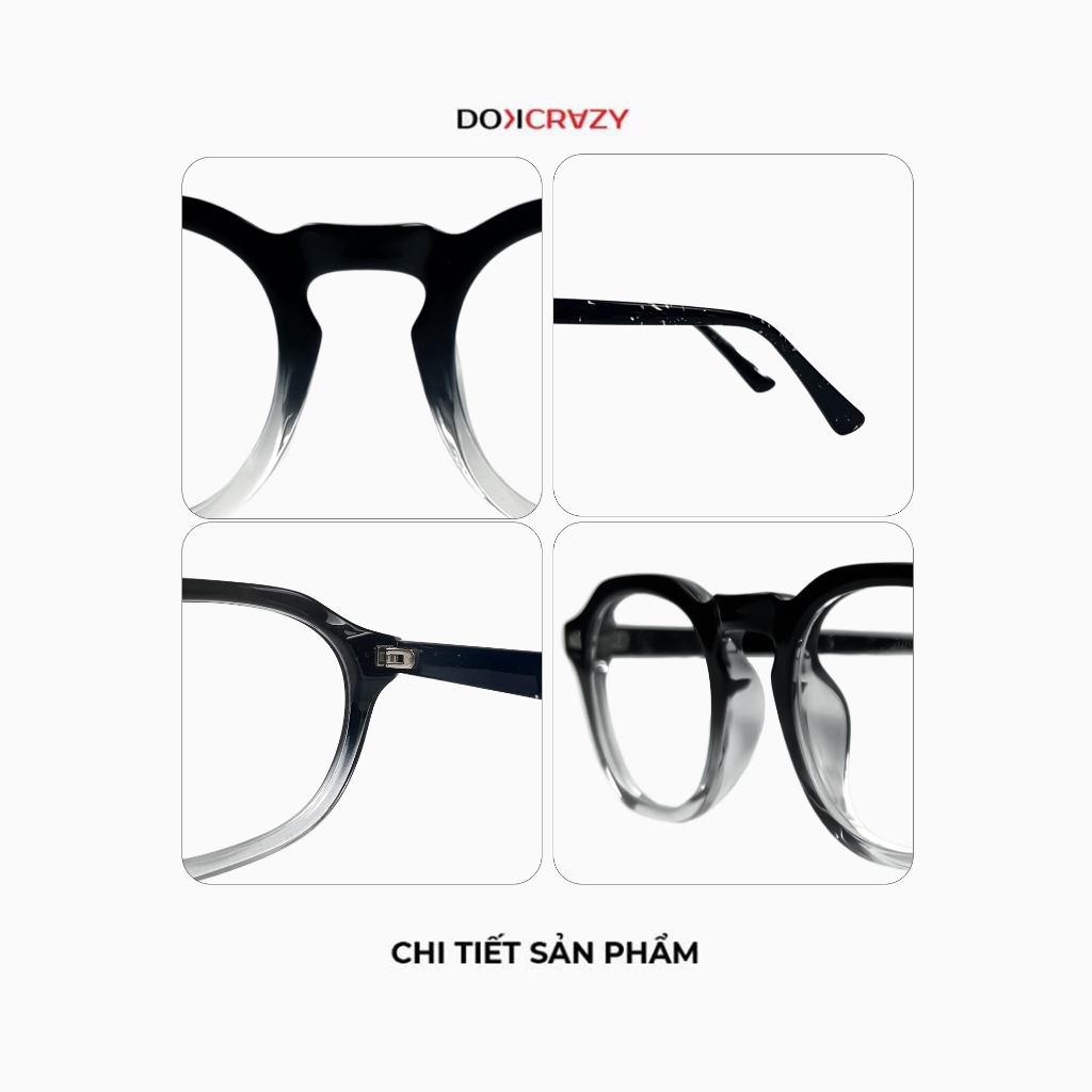 Ảnh Gọng kính cận tròn nam nữ DOKCRAZY ILA Cao Cấp, Dáng Retro Âu Mỹ, Chống ánh sáng xanh, tia UV400 3