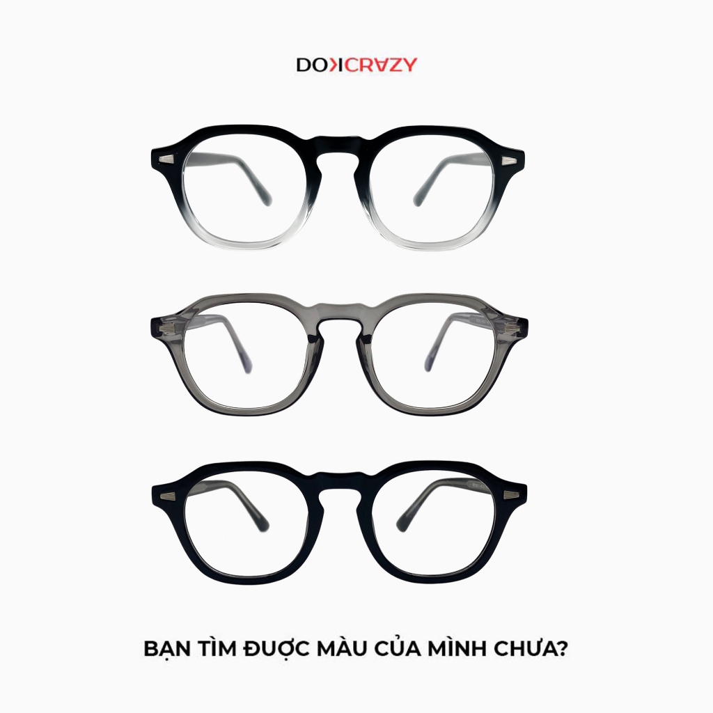 Ảnh Gọng kính cận tròn nam nữ DOKCRAZY ILA Cao Cấp, Dáng Retro Âu Mỹ, Chống ánh sáng xanh, tia UV400 4