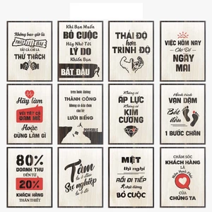 Tranh gỗ khắc laser slogan tạo động lực, tranh treo tường trang trí, tranh decor văn phòng làm việc