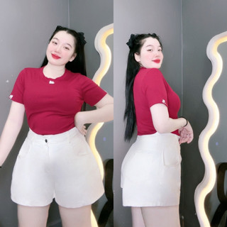 Quần đùi nữ bigsize ống rộng cạp cao cài nút chất vải kaki đứng form tôn dáng cho nàng 60-93kg Q502