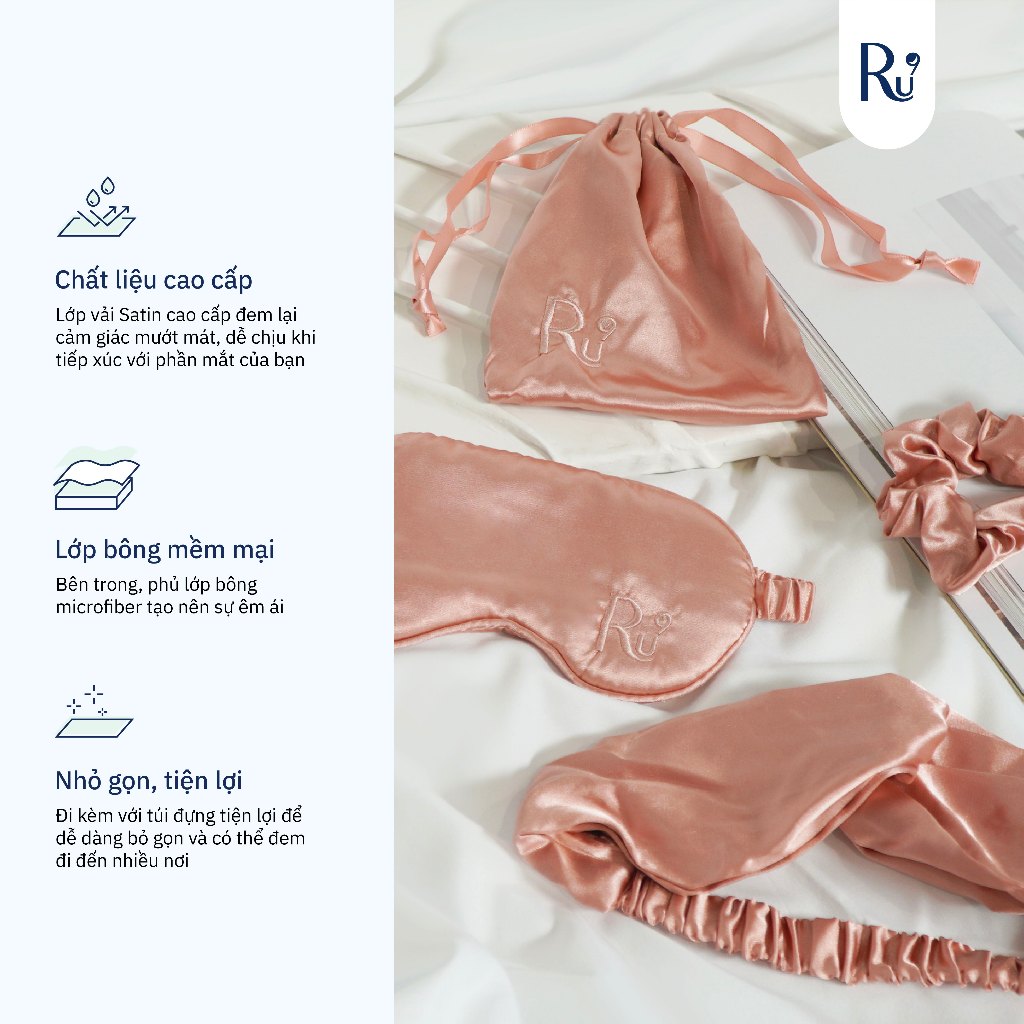 Ảnh Bộ Bịt Mắt Cao Cấp Ru9 - Chất Liệu Sateen Sang Trọng, Thoáng Mát | Giúp Thoải Mái Dễ Ngủ | Bao Gồm 2 Set 3