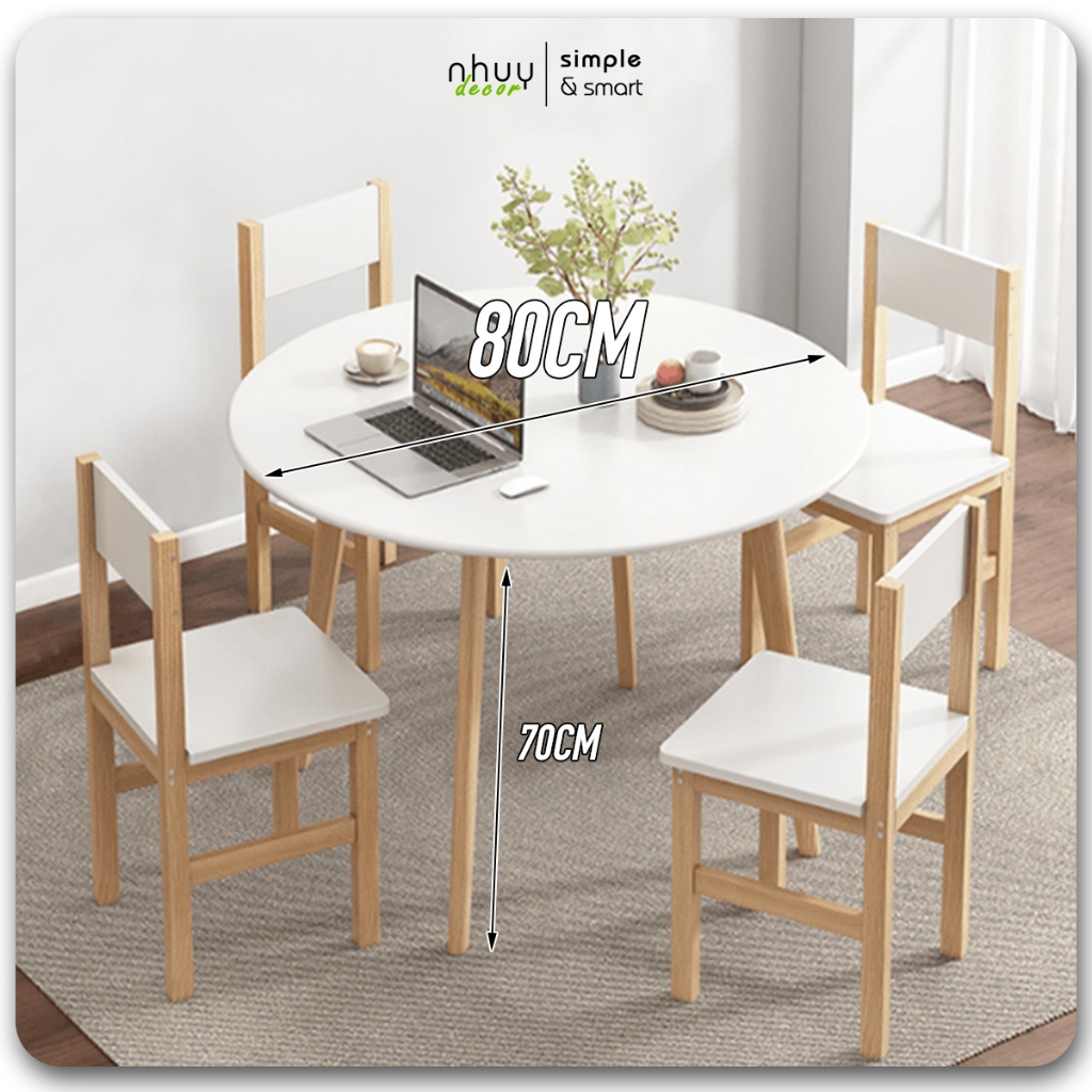 Bàn ăn tròn phong cách hiện đại Nhu Y Decor - Bàn tròn decor đường kính lớn 80cm
