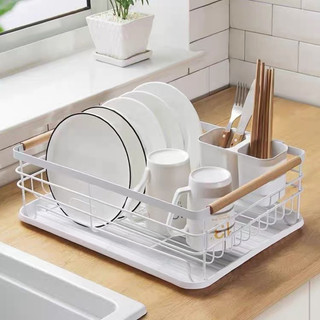 (Loại 1 chắc chắn) Giá Đựng Bát Đĩa Có Khay Hứng Nước Kèm Ống Đũa, Kệ Để Bát Đĩa