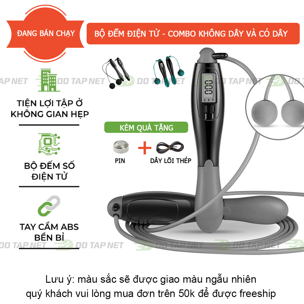 Ảnh Dây Nhảy Không Dây Đếm Số Vòng, Dây Tập Thể Dục Giảm Cân Tại Nhà Bóng Nhựa To 4 Chế Độ Luyện Tập 1