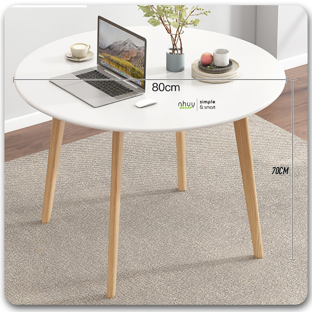 Bàn ăn tròn phong cách hiện đại Nhu Y Decor - Bàn tròn decor đường kính lớn 80cm