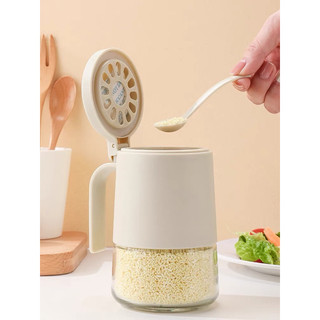 (Giá đung thử ) Hũ Đựng Gia Vị To Có Tay Cầm 350ml, Lọ Đựng Gia Vị Thuỷ Tinh Có Vòng Silicon Và Gói Chống Ẩm