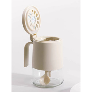(Giá đung thử ) Hũ Đựng Gia Vị To Có Tay Cầm 350ml, Lọ Đựng Gia Vị Thuỷ Tinh Có Vòng Silicon Và Gói Chống Ẩm