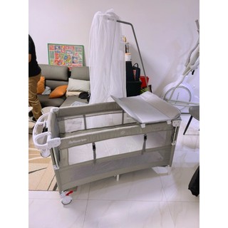 Nôi Vải Đa Năng Gấp Gọn Siêu Thông Minh ( TẶNG MÀN + THANH TREO ĐỒ CHƠI + KHAY ), Nôi Cũi Di Động Ghép Giường Bố Mẹ