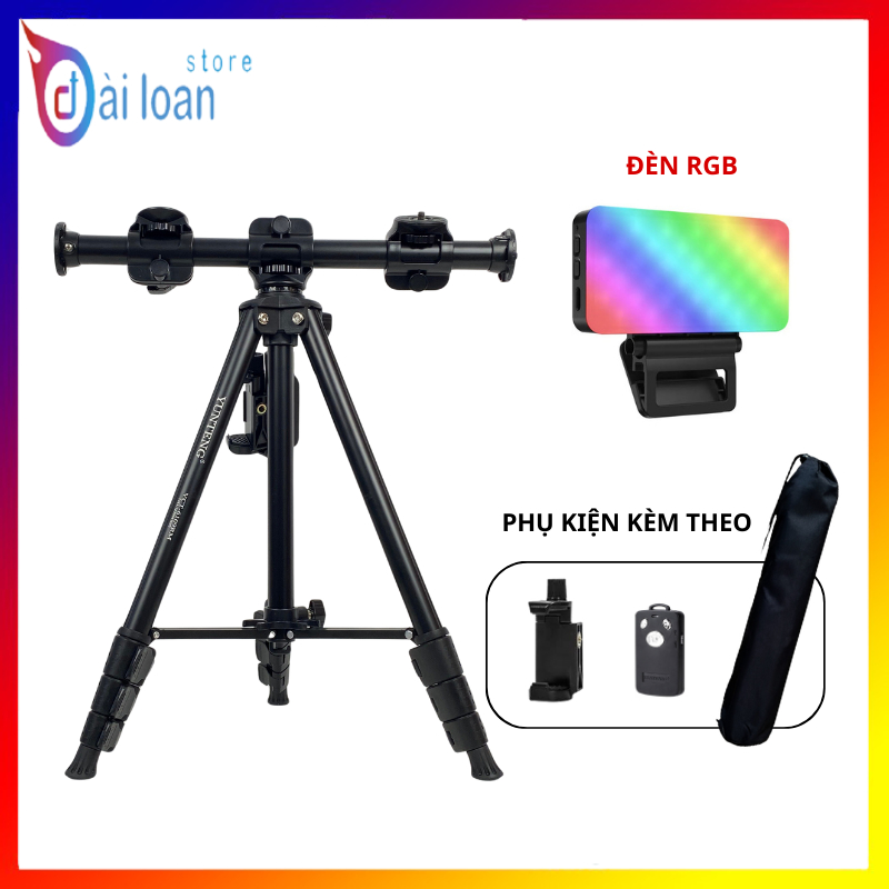 Combo Tripod Yunteng 6109 và Đèn RGB Z1 - Phụ Kiện Quay Video, Chụp Ảnh Đa Năng