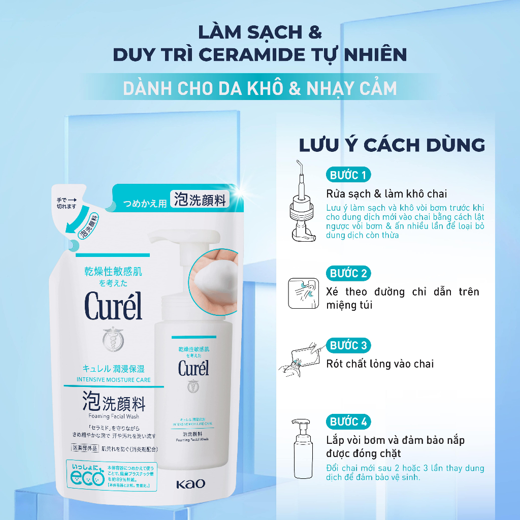 Ảnh Curél Sữa rửa mặt Curél dạng bọt cấp ẩm chuyên sâu Intensive Moisture Care Foaming Wash 130ml 4