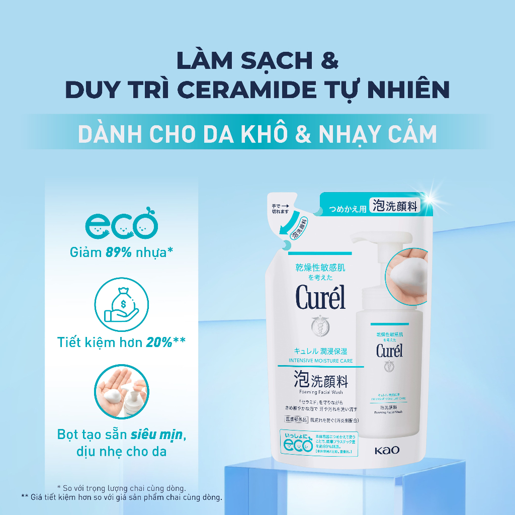 Ảnh Curél Sữa rửa mặt Curél dạng bọt cấp ẩm chuyên sâu Intensive Moisture Care Foaming Wash 130ml 3