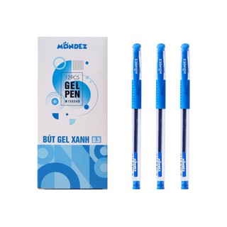 Hộp 12 Bút Gel Nước Mực Xanh, Đen, Đỏ, Tím Bút Gel Ngòi 0.5mm MONDEZ Viết Trơn, Không Gai Cho Học Sinh Viết Bài M15004
