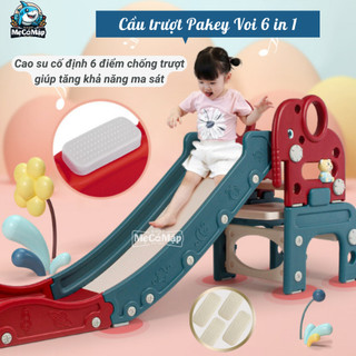 Cầu trượt cho bé PAKEY Hình Chú Voi Đa Năng 6 in 1 Hàng Cao Cấp, HÀNG SẴN KHO