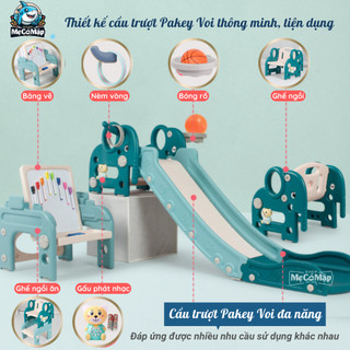 Cầu trượt cho bé PAKEY Hình Chú Voi Đa Năng 6 in 1 Hàng Cao Cấp, HÀNG SẴN KHO