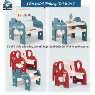 Cầu trượt cho bé PAKEY Hình Chú Voi Đa Năng 6 in 1 Hàng Cao Cấp, HÀNG SẴN KHO