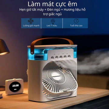 Quạt Điều Hòa Hơi Nước Mini - Quạt Lạnh Mini 3 Chế Độ Gió Tích Hợp Led, Sạc USB Để Bàn Tiện Dụng