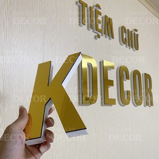 Chữ Nổi Vàng Gương 20cm T1 In Hoa Dán Tường Trang Trí Tiệm - Chữ Decor Biển quảng cáo Chất Liệu Fomex Alu