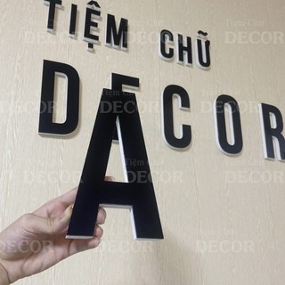 Chữ Nổi Đen Gương 20cm T1 In Hoa Dán Tường Trang Trí Shop - Chữ Decor Biển quảng cáo Chất Liệu Fomex Alu