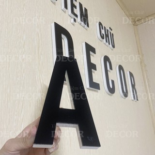 Chữ Nổi Đen Gương 20cm T1 In Hoa Dán Tường Trang Trí Shop - Chữ Decor Biển quảng cáo Chất Liệu Fomex Alu