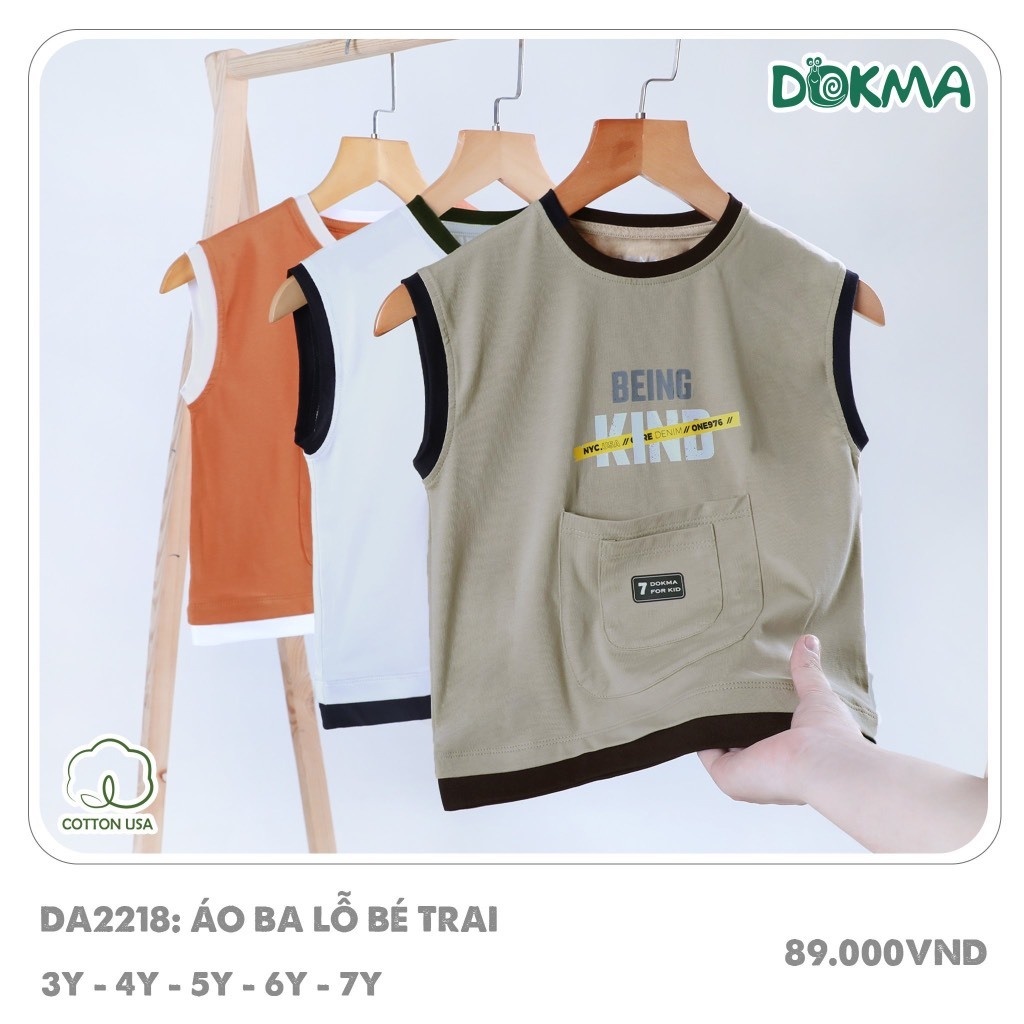 (11-22kg, 2-7Y) Áo ba lỗ, sát nách bé trai Dokma DA2218 DA2661 DA3043 DA3044 DA1347