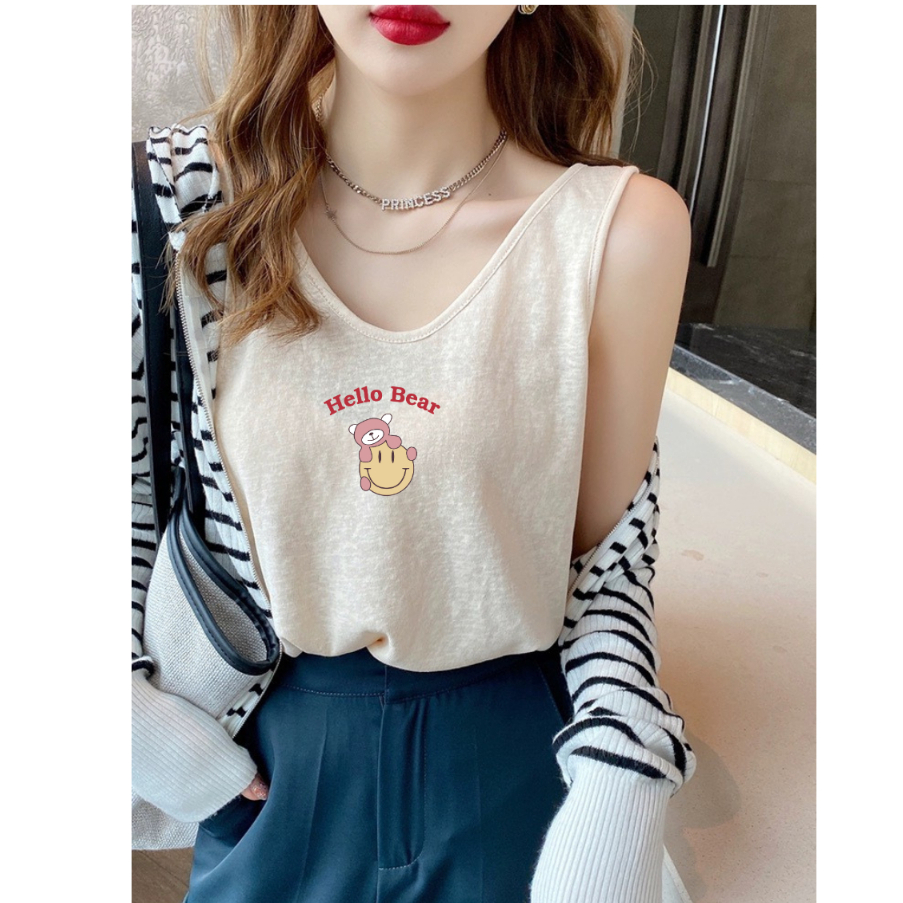 Áo sát nách Nữ in hình thời HELLO BEAR - Áo ba lỗ nữ in hình mùa hè mát mẻ hàn quốc