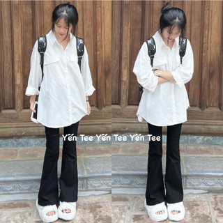 ( Không nhăn ) Áo sơ mi 2 túi nắp dài tay Yến Tee , chất nhung chéo dầy dặn cao cấp #011