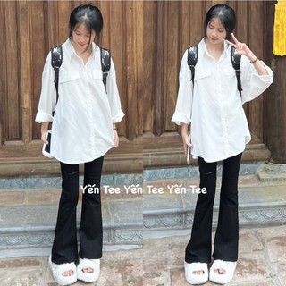( Không nhăn ) Áo sơ mi 2 túi nắp dài tay Yến Tee , chất nhung chéo dầy dặn cao cấp #011