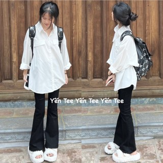 ( Không nhăn ) Áo sơ mi 2 túi nắp dài tay Yến Tee , chất nhung chéo dầy dặn cao cấp #011